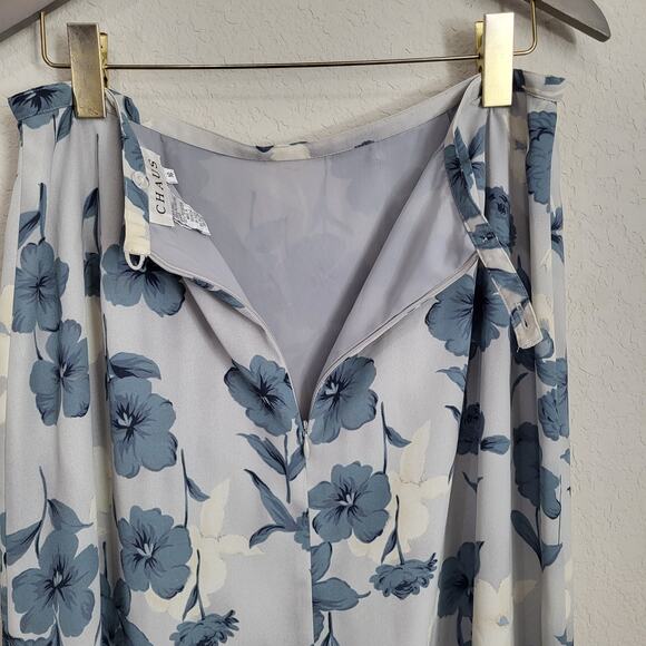 Chaus Floral Midi Skirt Womens XL 32 waist Blue Lined Vintage 90s Casual Dressy - Picture 7 of 12